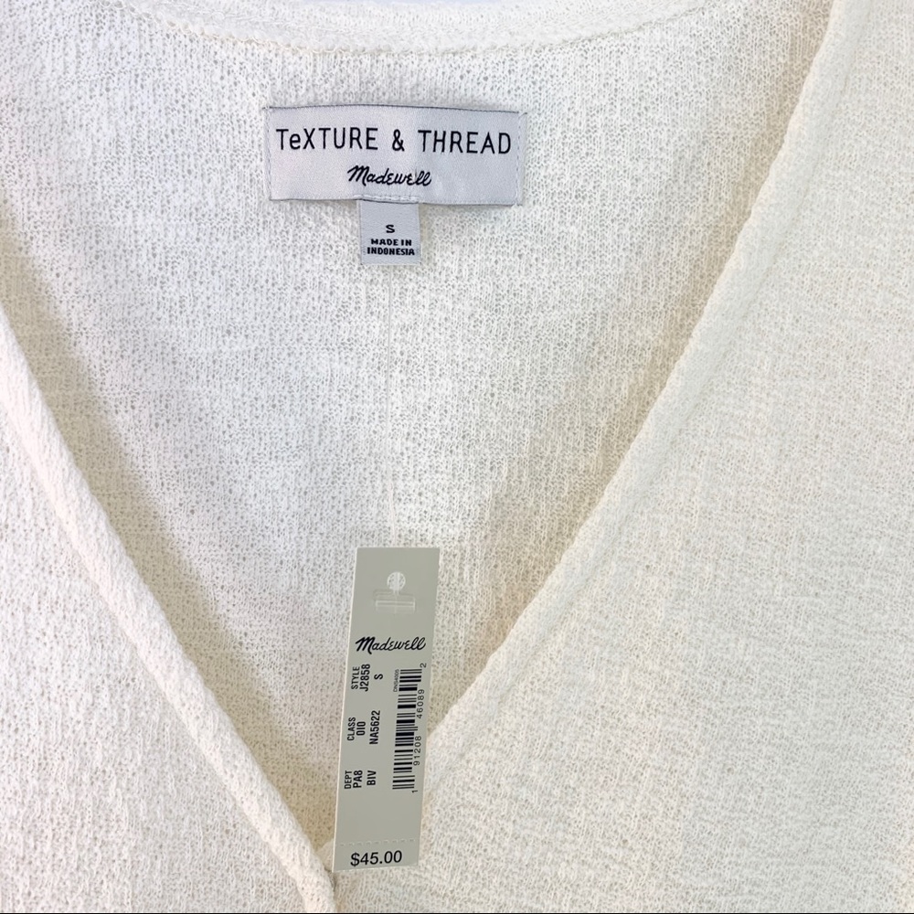 Madewell Texture & Thread Wrap Tie Top Ivory Small - Picture 4 of 6